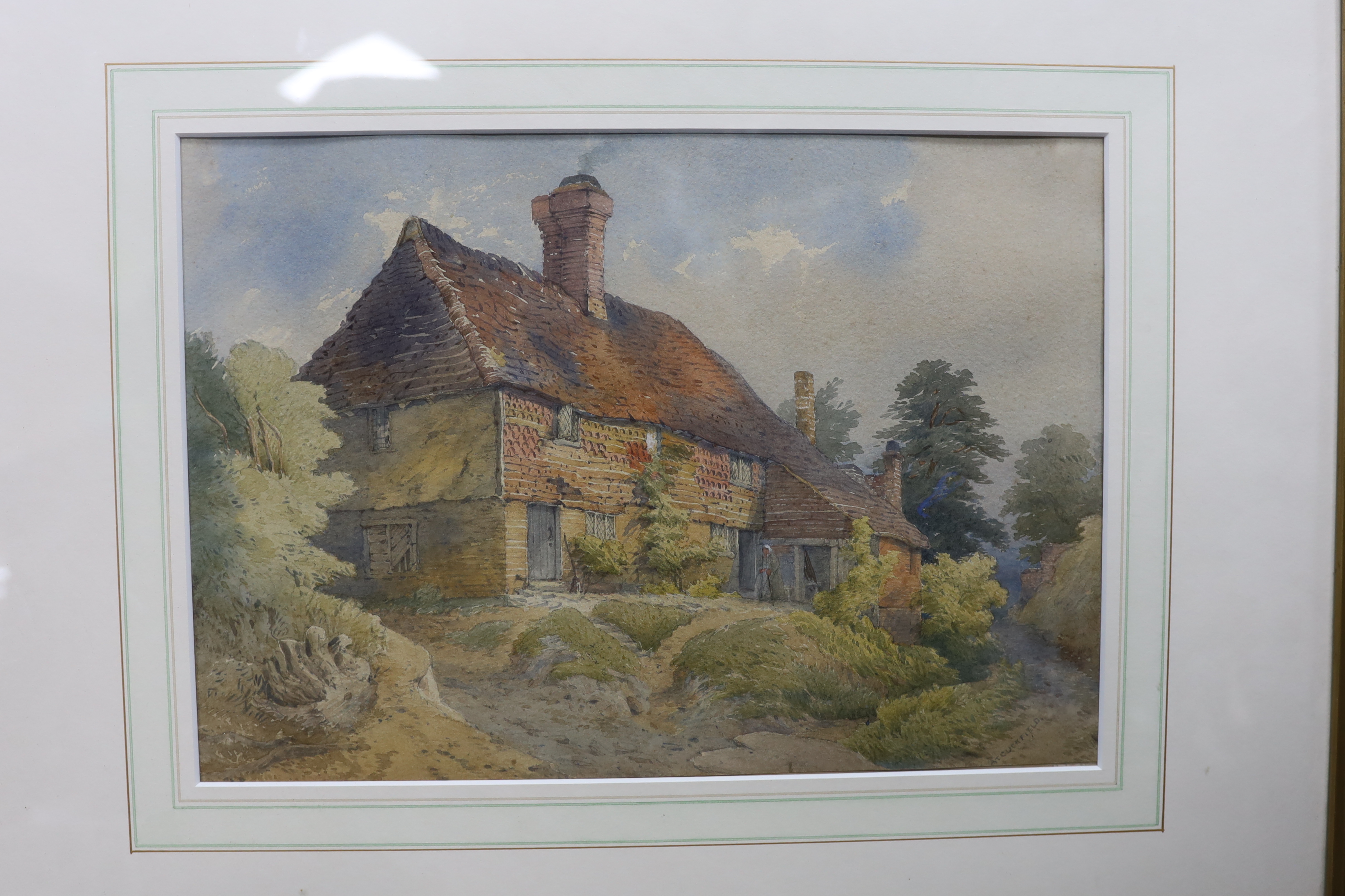 Mid 19th century, pencil study, 'Holy Trinity Church, Cuckfield', unsigned, inscribed in ink verso, together with two 19th century watercolours including George De Paris (1829-1911), 'Cuckfield 1876', largest 57 x 50cm